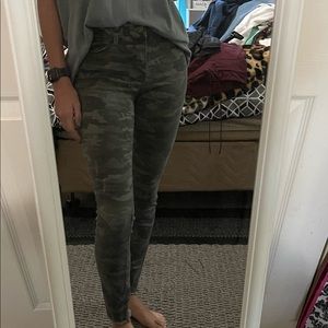 Camouflage Skinny Jeans with Frayed Bottom Size 3